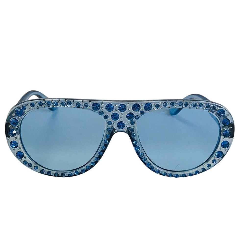 Rhinestone Sunglasses Women's Blue Crystal Embellished Fashion Style Party New - Picture 4 of 4
